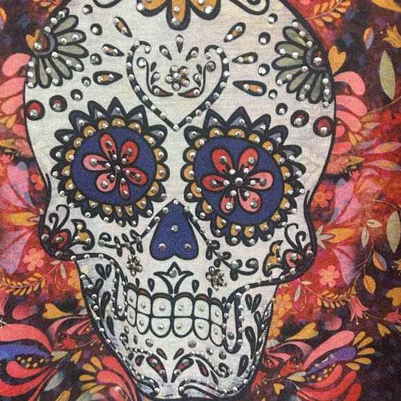One World Y2K Skull Multicolor Top size XXXL - Picture 3 of 9